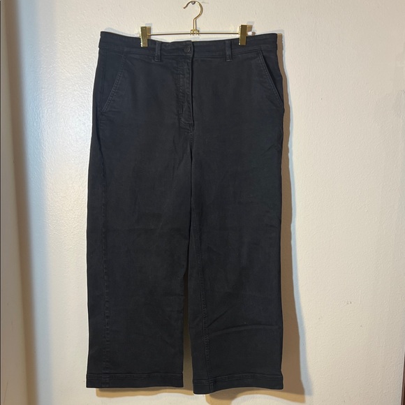 Everlane Black Wide Leg Cropped Cotton Jeans - Size 16 - Picture 1 of 4